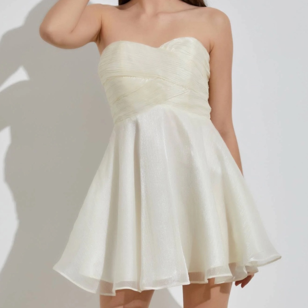 Do+Be Collection: White Off Shoulder Skater Dress Size M
